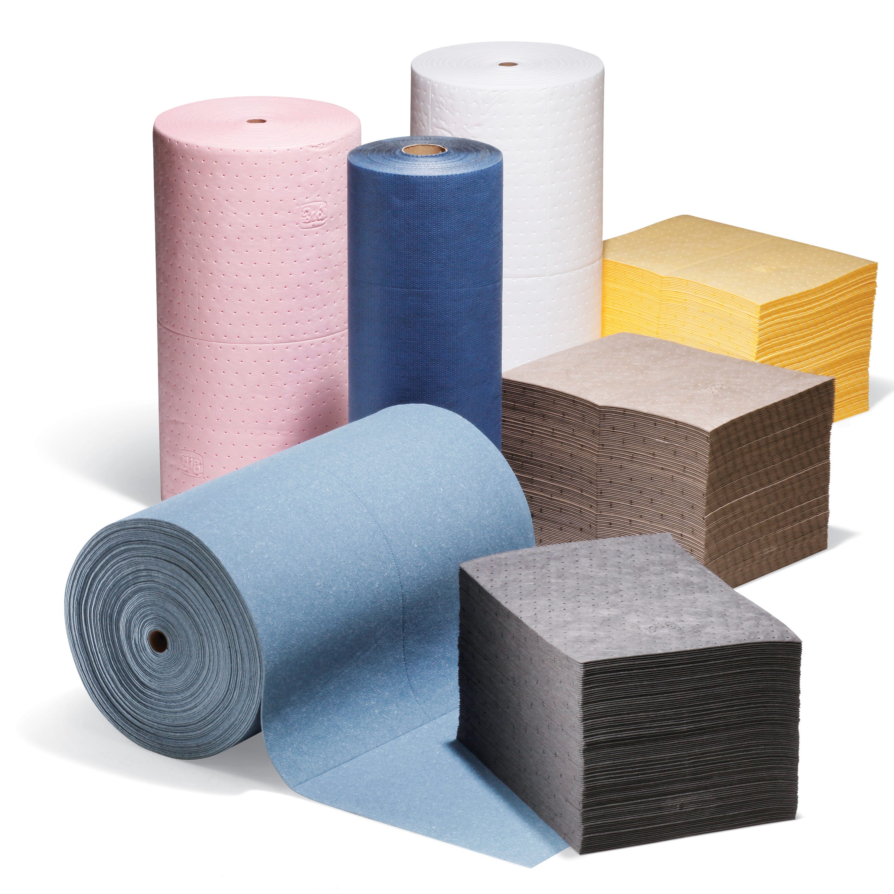 Feuilles, tapis et rouleaux absorbants industriels